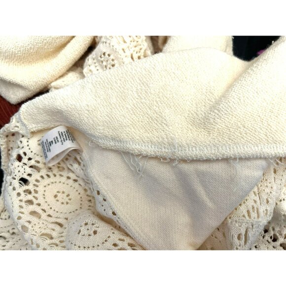 Free People Cream Bohemian Runaway Cardi Cardigan Size L Festival Duster Raw Hem - Picture 8 of 8